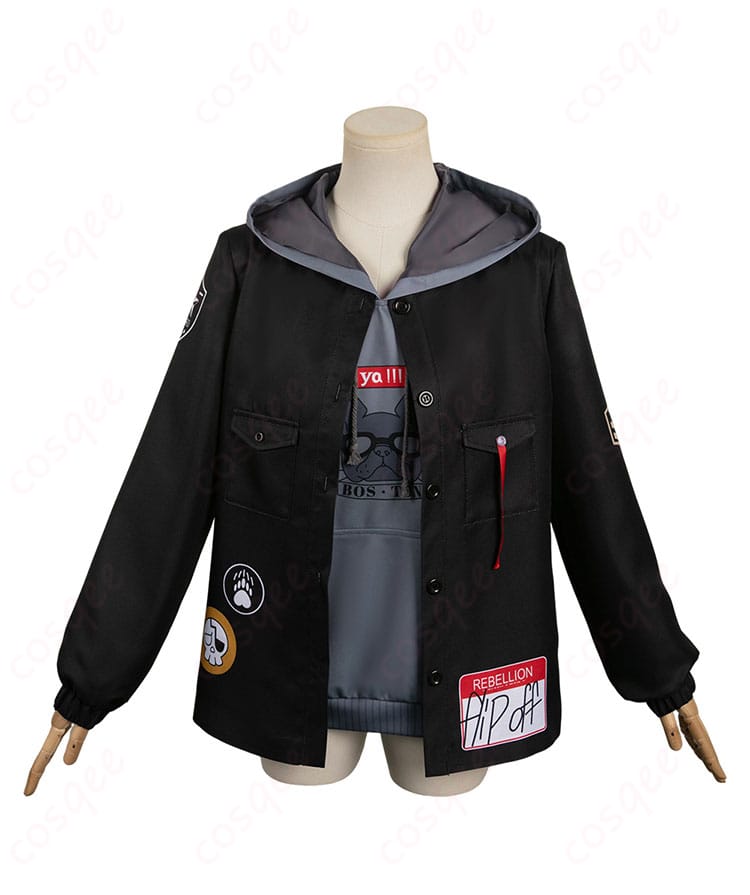 河原木桃香のコスプレ衣装(コート&パーカー)の正面画像。高再現度のデザインと快適な素材が特徴。