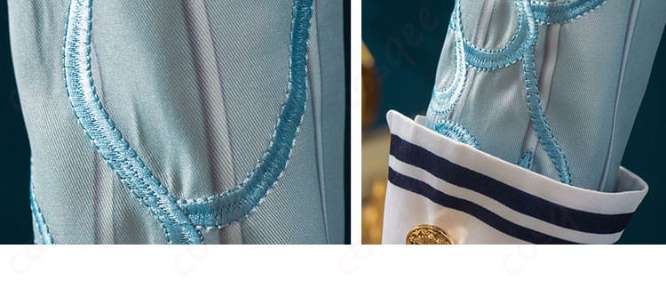 コスプレ衣装の袖部分のデザインとディテール。手首部分の装飾も見ることができます。