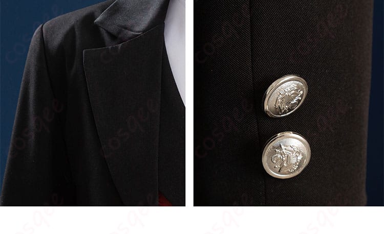 コスプレ衣装の襟ボタンデザイン、エドガー・レドモンドのスタイルを再現