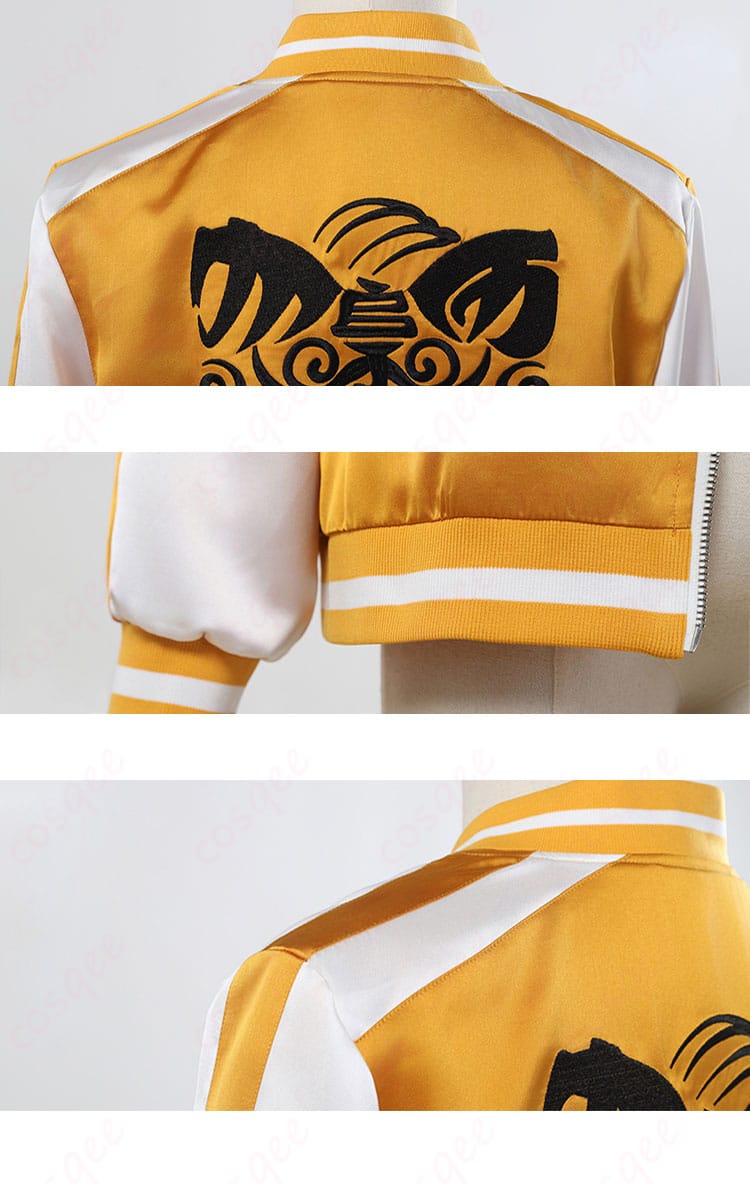 WIND BREAKER スカジャンの背面と肩袖の装飾細部。背中と肩の刺繍や装飾が鮮明に表現されています。