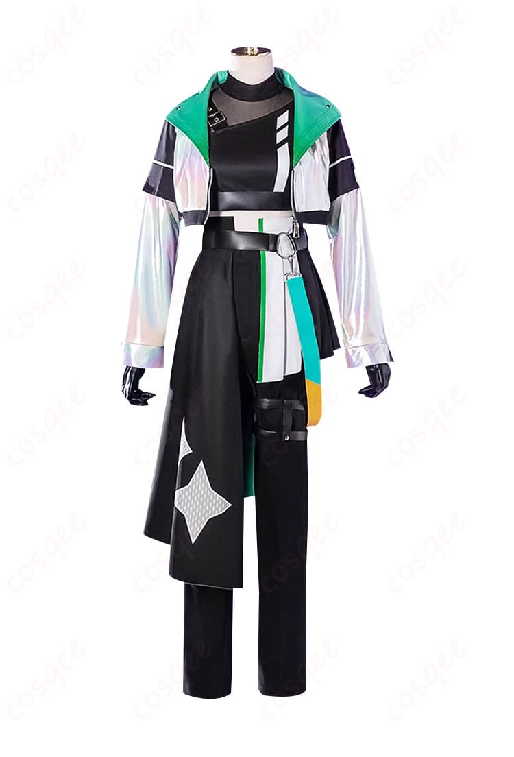 草薙寧々のサイバーパンクデッドボーイコスプレ衣装、正面ビュー、ディテールに注目。