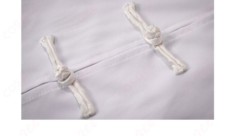 白黒無常コスプレ衣装の衣扣のディテール画像。