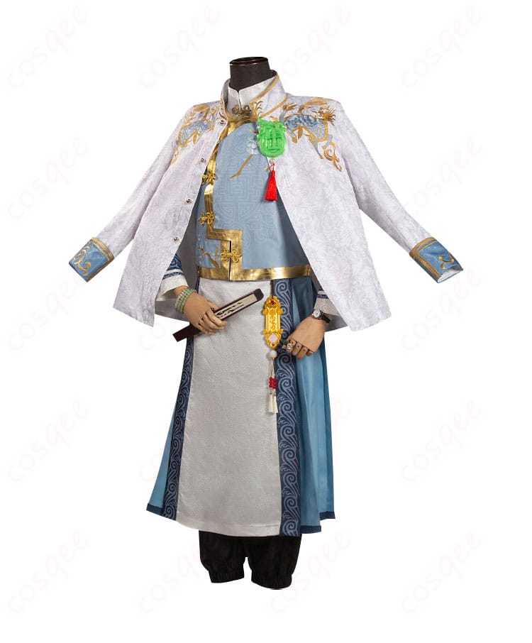 白黒無常コスプレ衣装の側面画像、詳細な衣装のラインを確認。