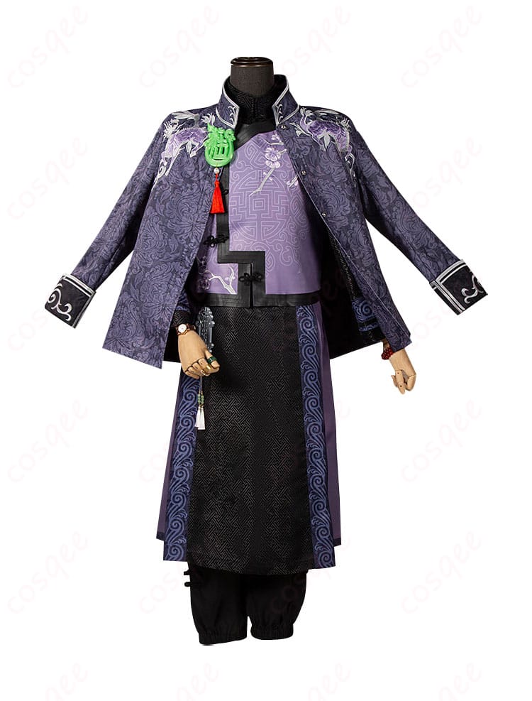 「第五人格」白黒無常(范無咎)コスプレ衣装の正面からの画像。高精度で再現されたコートと装飾。