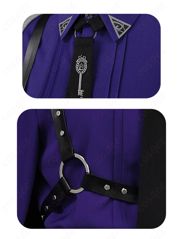 領帯、衣襟装飾細節図 – 叶の特徴的なネクタイと襟のディテール。精密な刺繍が魅力。