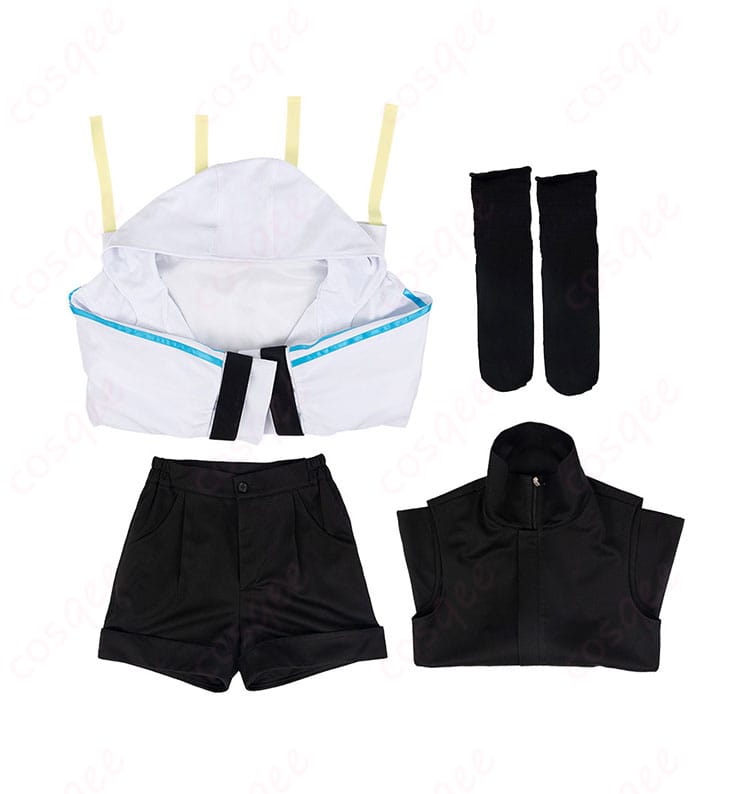 BanG Dream! 高松燈 コスプレ衣装 セット内容 - 高松燈コスプレ衣装のセット内容を示す画像。コート、トップス、ショートパンツなど。