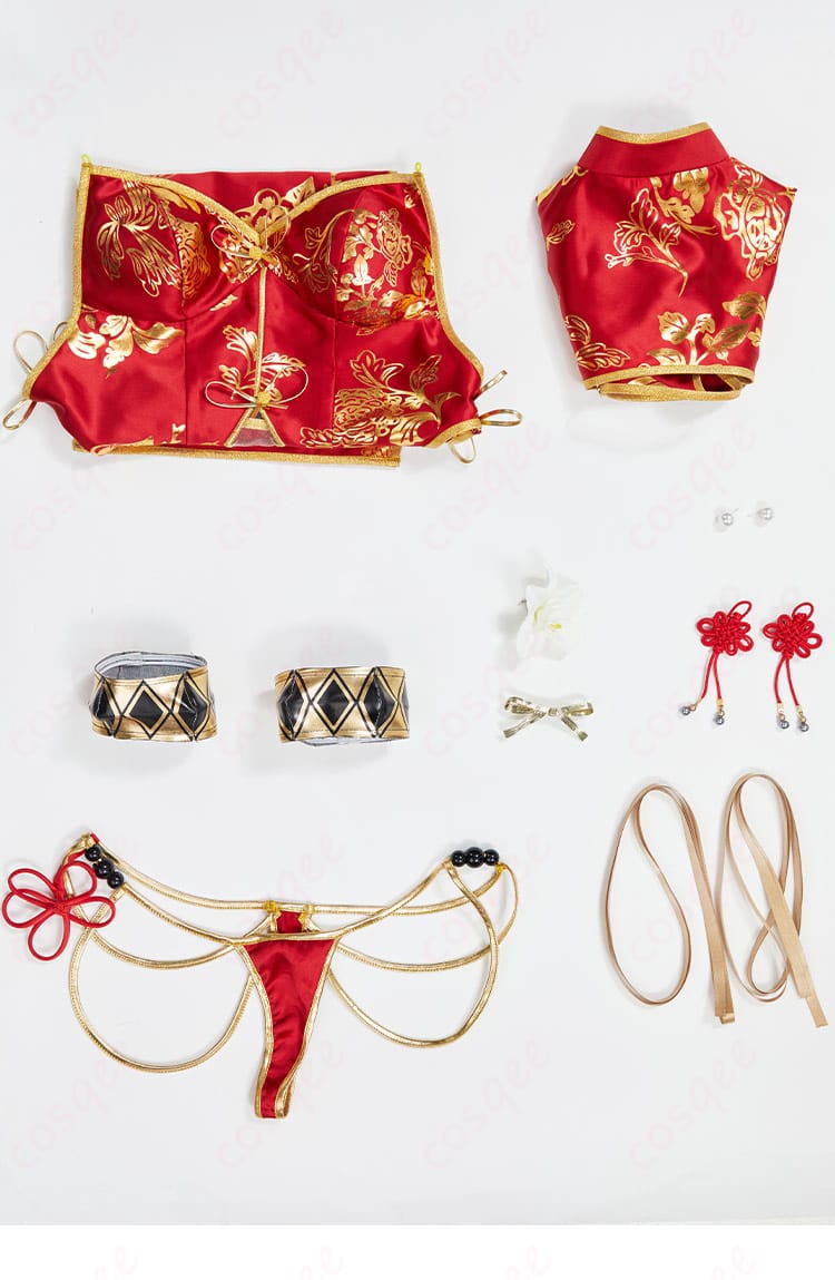 春麗 コスプレ衣装 セット内容 詳細なセット内容を確認できます。すべてのアイテムが揃っています!