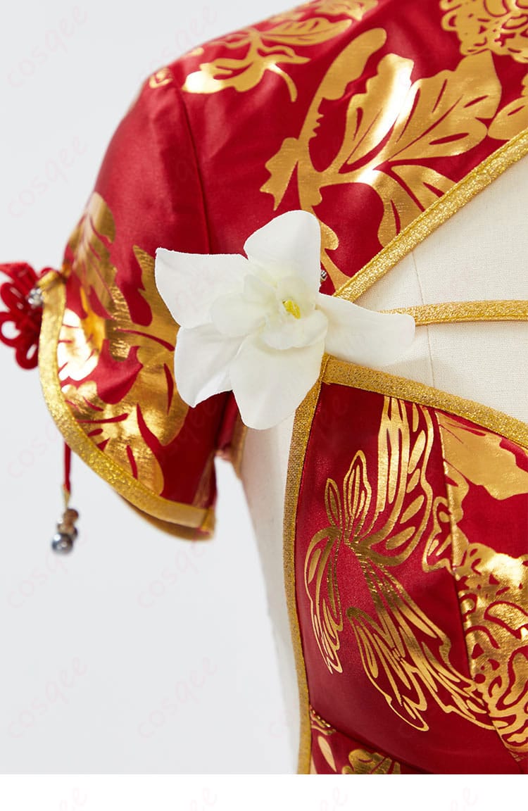 春麗 コスプレ衣装 右肩装飾 デザインの細かいディテールが魅力的。コスプレに最適!