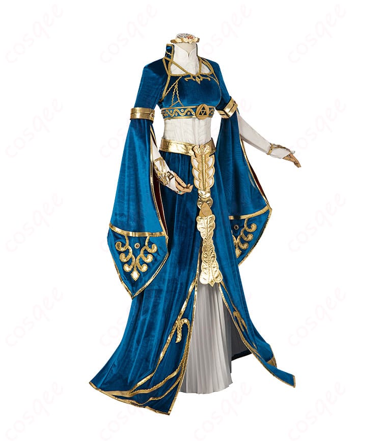 ゼルダ姫コスプレ衣装の右側から見た角度。完璧なフィット感とディテール。