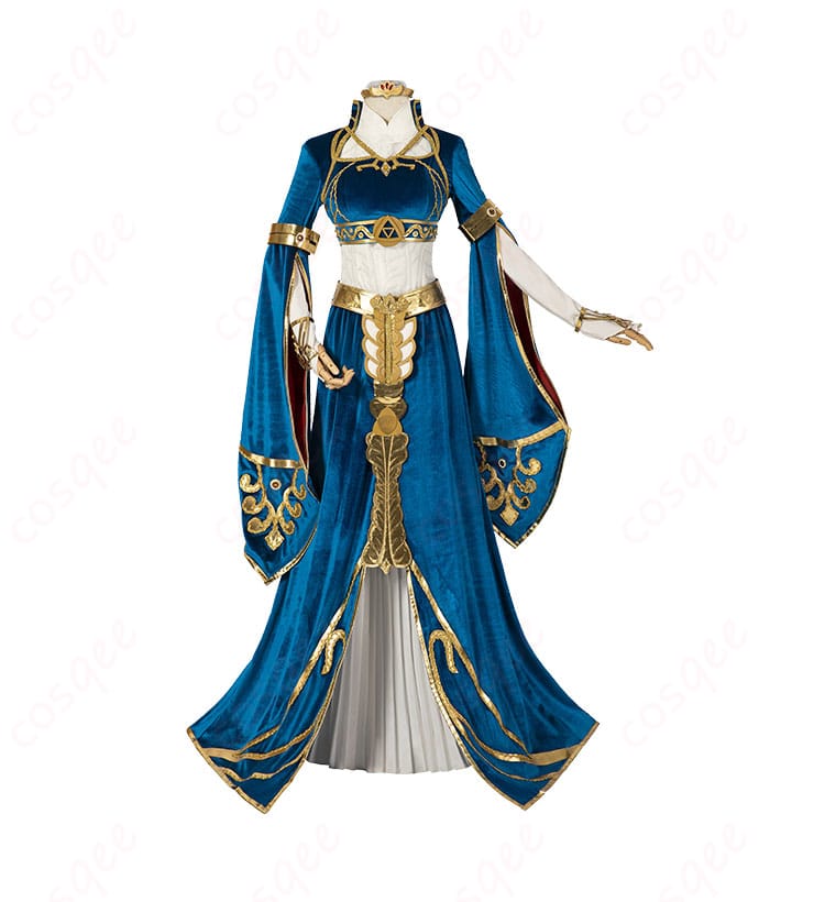 ゼルダ姫コスプレ衣装の前面を鮮明に表示。細部までこだわりのデザイン。