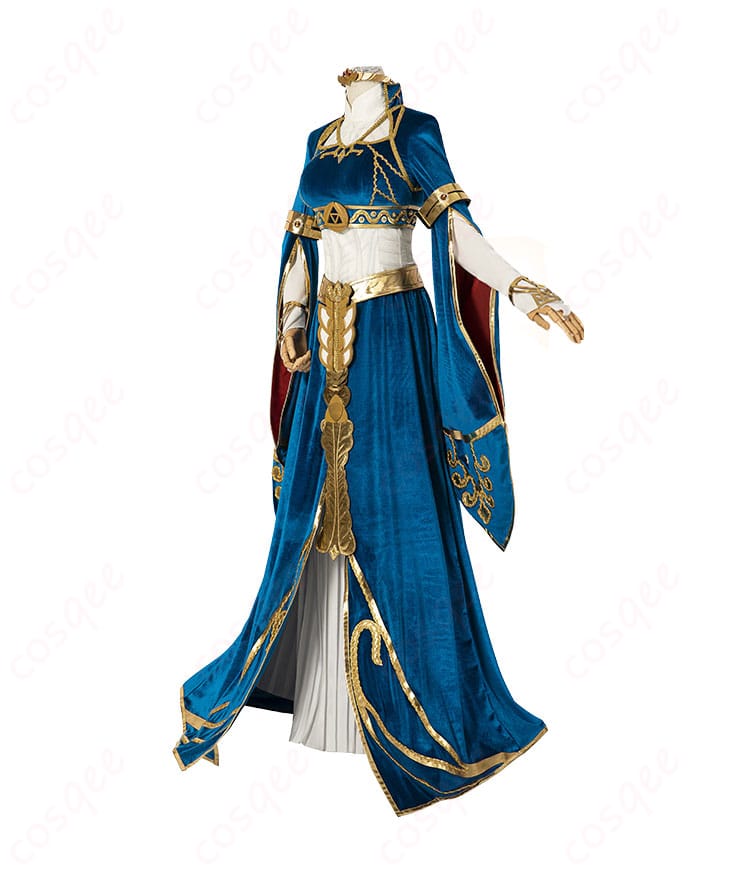 ゼルダ姫のコスプレ衣装左側の全体像。完璧なラインとデザインを強調。