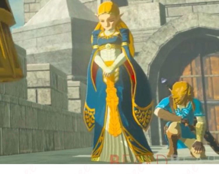 ゼルダの伝説のゼルダ姫のコスプレ衣装。美しい王女のデザインを忠実に再現。