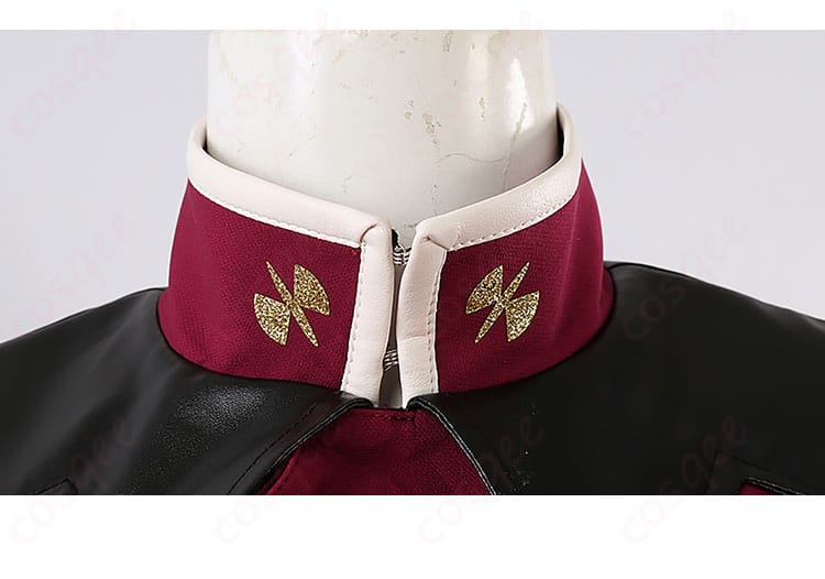 コスプレ衣装の領口部分の装飾、精巧な刺繍と装飾が特徴です。