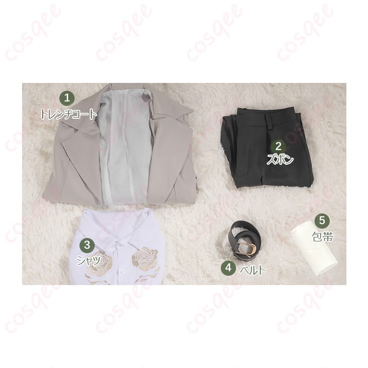 文豪ストレイドッグス 太宰治 コスプレ衣装 ロングトレンチが映える知的ミステリアスな一着 - 6枚目の画像