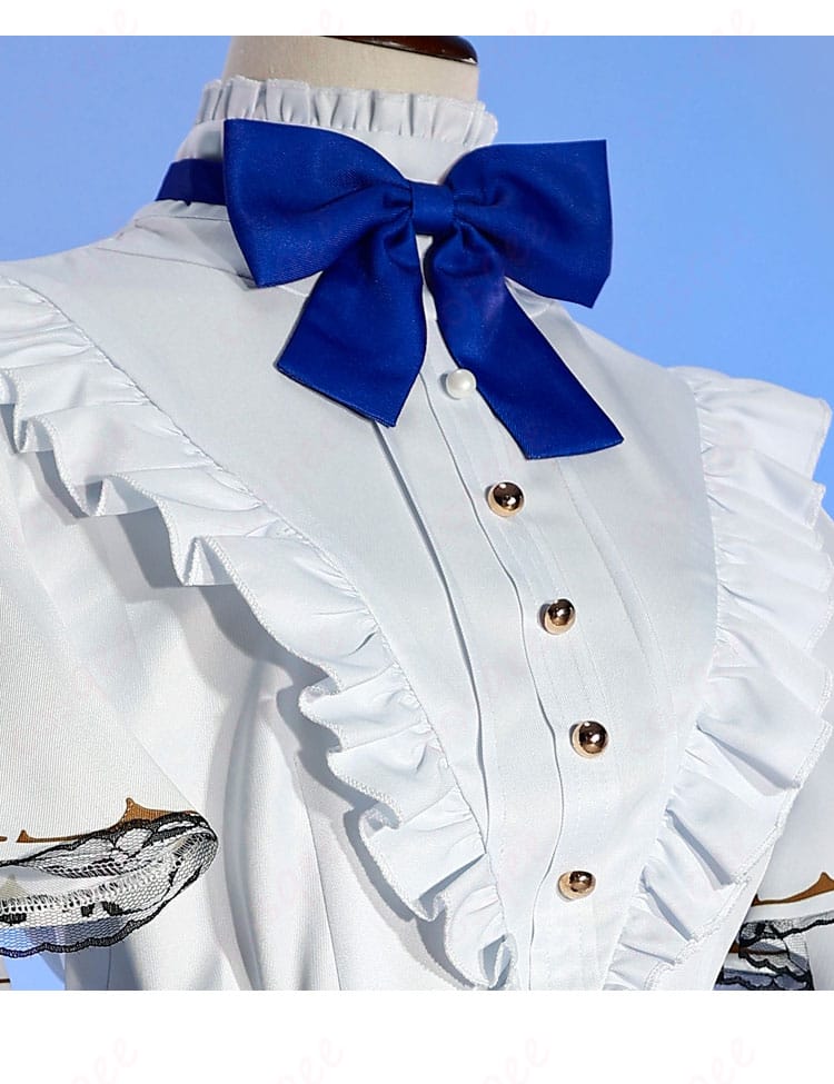 エリーラ・ペンドラ コスプレ衣装の領結装飾の詳細。精緻な縫製とデザインが特徴。