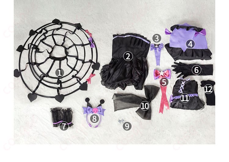 コスプレ衣装 セット内容の展示、付属品の全貌