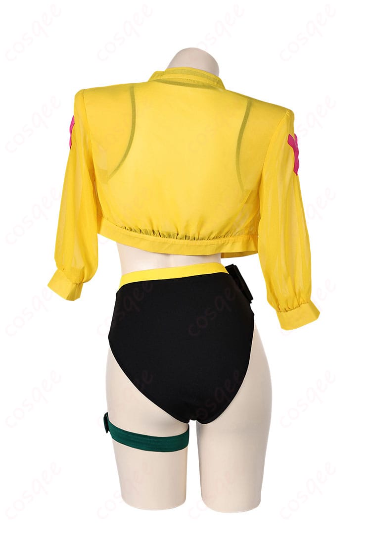 VALORANT キルジョイ コスプレ衣装 水着 ビキニ(黄色)の背面画像。背面のディテールまで完璧に再現されています。