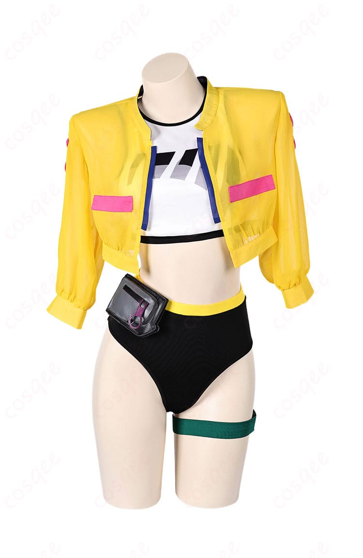 VALORANT キルジョイ コスプレ衣装 水着 ビキニ(黄色)の正面画像。忠実に再現されたデザインで、コスプレ衣装の魅力を引き立てます。