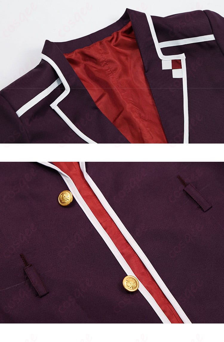 DIABOLIK LOVERS 逆巻アヤト コスプレ衣装 - 衣領と門襟の装飾ディテール。逆巻アヤトの特徴的なデザインが忠実に再現。