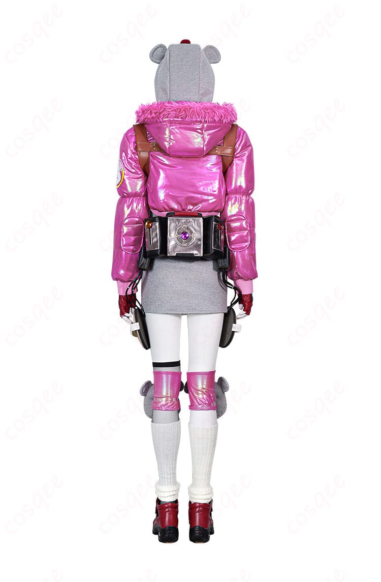 コスプレ衣装の背面のディテール。衣装の細部まで忠実に再現されています。