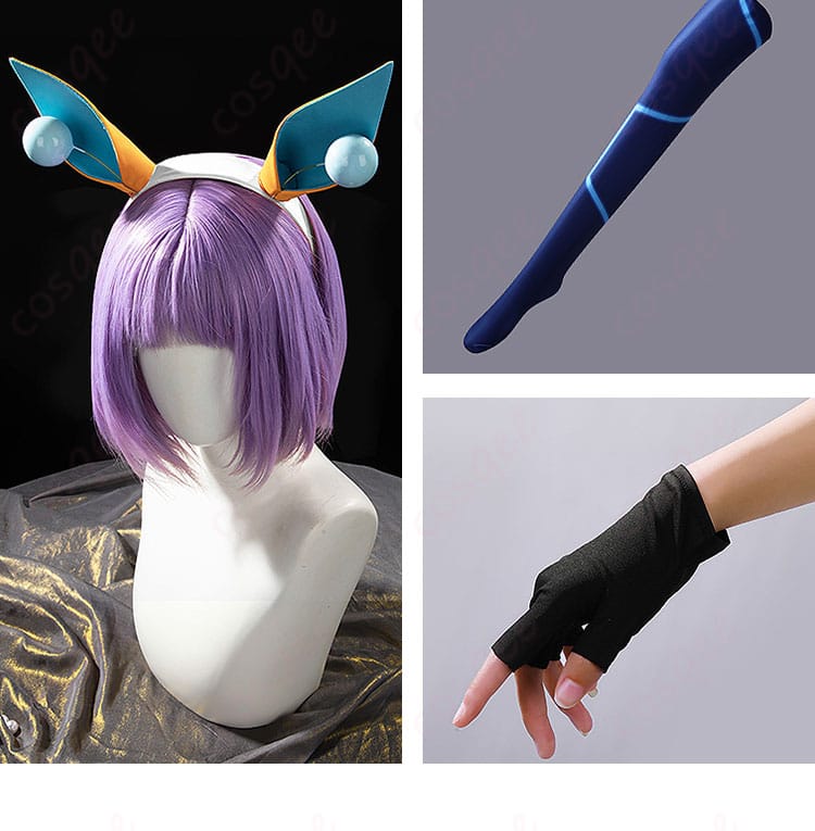 手袋、足元のレッグウェア、頭飾りの細部。ウマ娘のコスプレ衣装を完成させる重要なアクセサリーです。