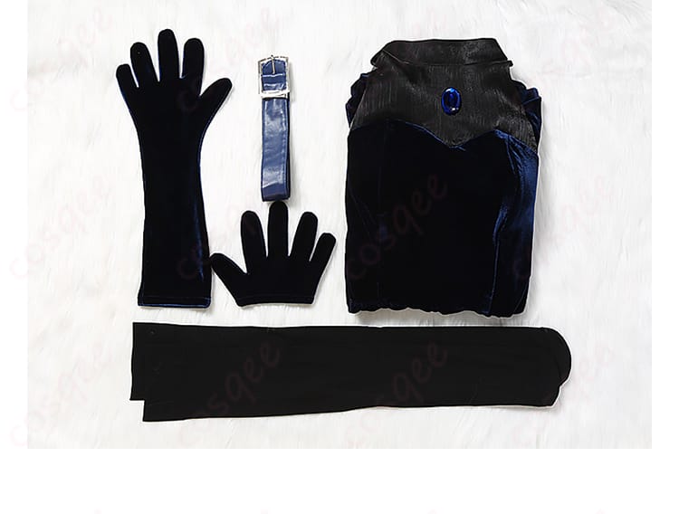 セット内容の展示。コスプレ衣装に含まれるアイテムがすべて表示されています。