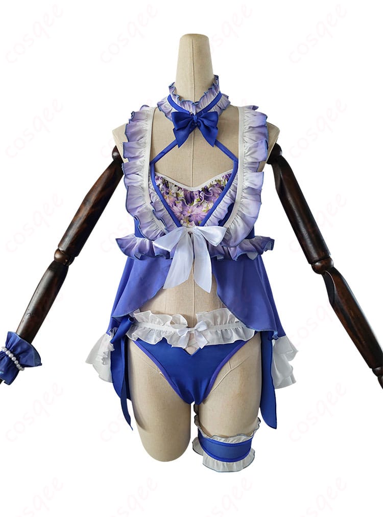 東條希のコスプレ衣装の正面、細部まで再現された水着スタイル。イベントや撮影に最適です。