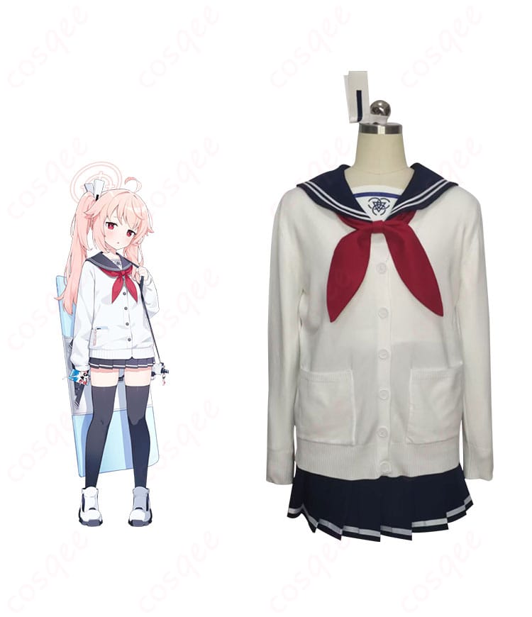 ブルーアーカイブ 柚鳥ナツ コスプレ衣装 正面とキャラクターの画像 高再現度な制服コスプレ