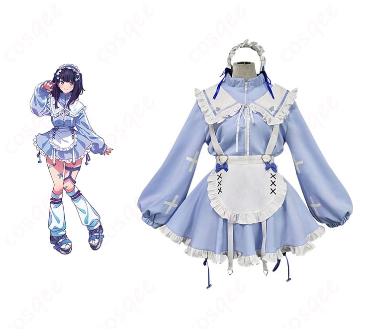 商品正面と宝多六花キャラクターが一緒に写っているコスプレ衣装の画像