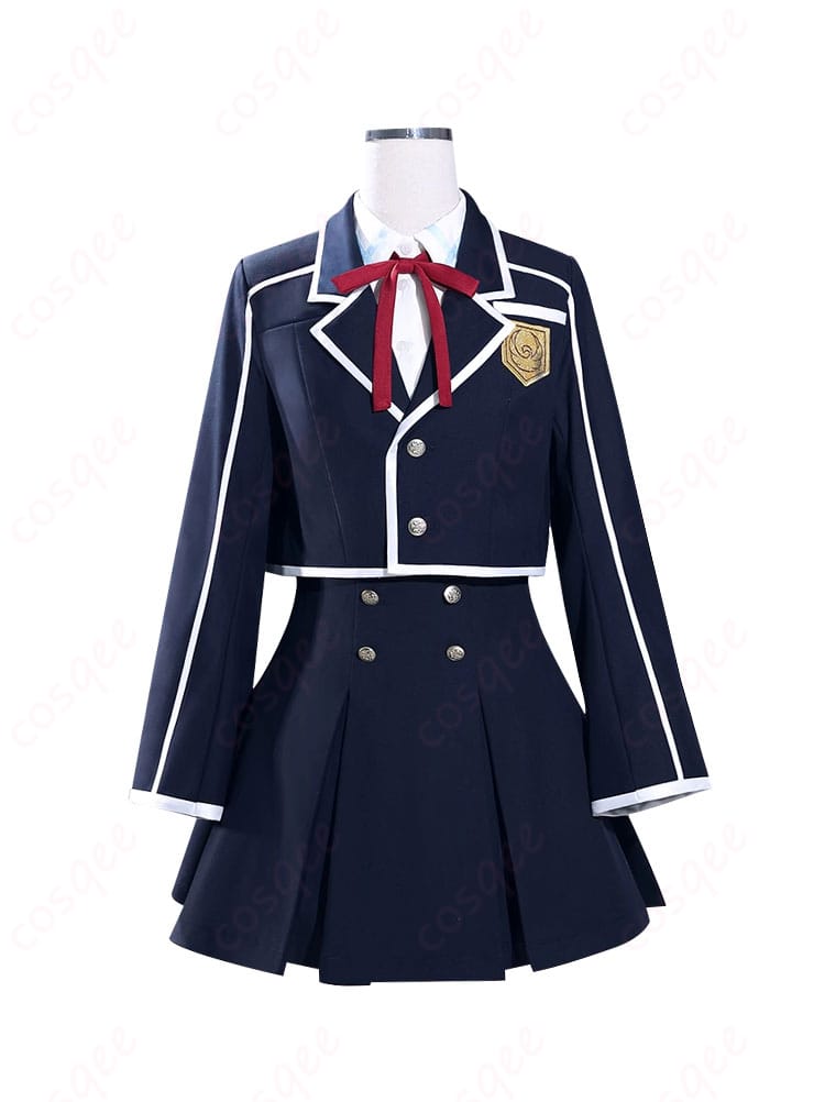 ソードアート・オンライン アスナ コスプレ衣装の正面全体像。忠実再現された制服スタイルを確認できます。