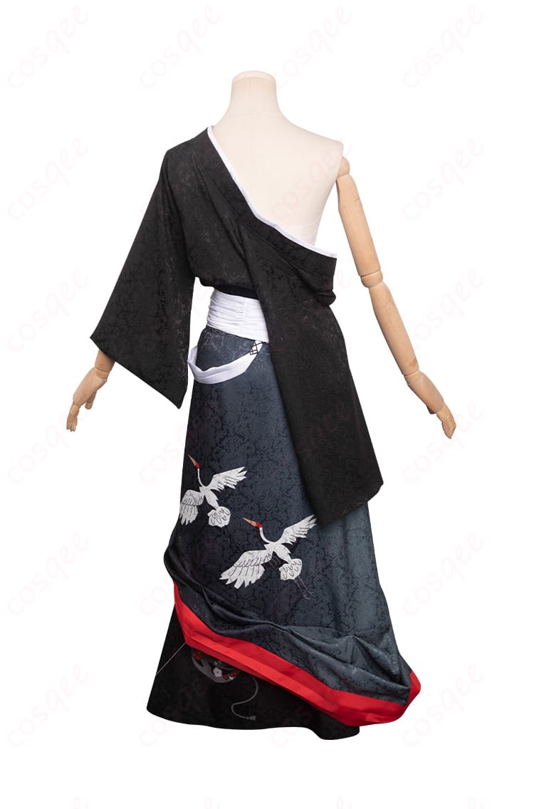 FF14 夜鶴胴着 コスプレ衣装 着物の背面画像。背中のディテールと全体の美しさがよくわかる。