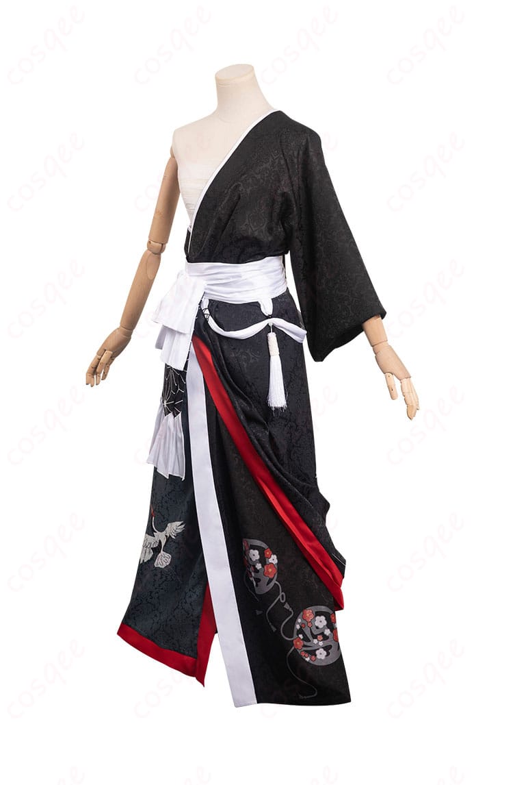 FF14 夜鶴胴着 コスプレ衣装 着物の左側画像。衣装の細部まで忠実に再現されたデザイン。