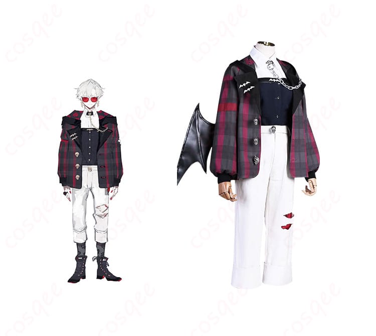 商品とキャラクターのコスプレ衣装を組み合わせた画像