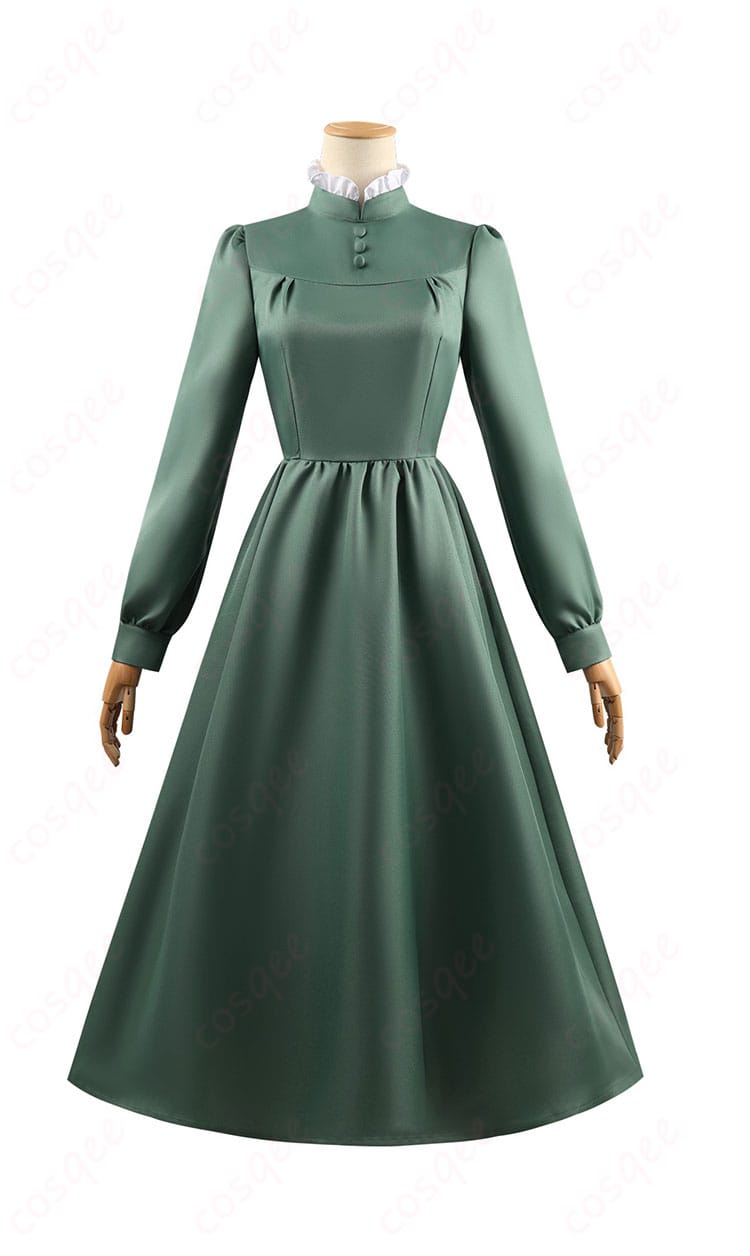 ハウルの動く城 ソフィー・ハッター コスプレ衣装 正面画像、緑ワンピースのディテールが見やすい