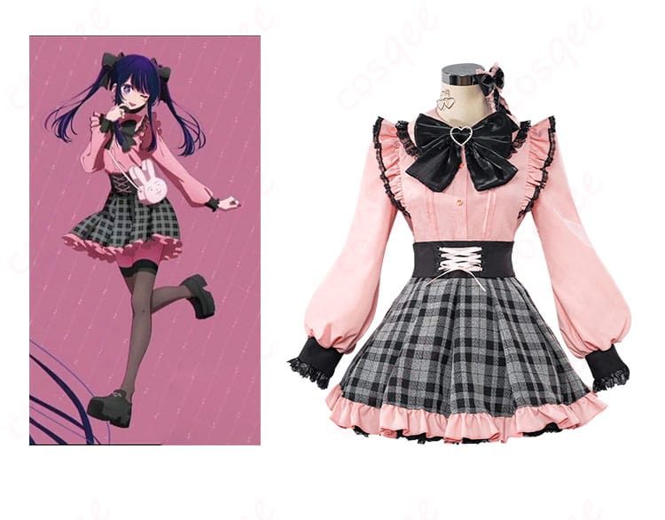 星野アイのコスプレ衣装の正面デザイン、キャラクターとコスプレ衣装の完全再現。