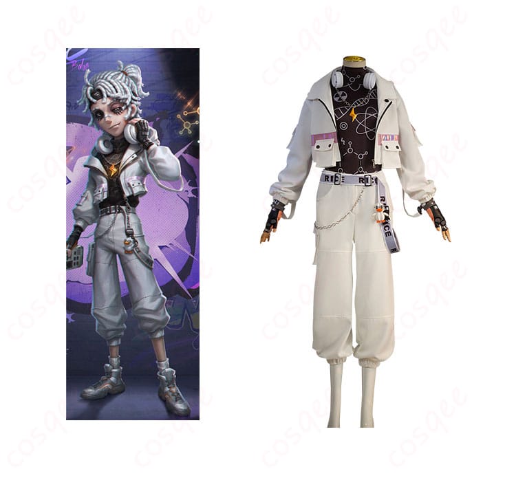 商品正面とキャラクター「囚人(ルカ・バルサー)」のコスプレ衣装の組み合わせ。細部まで忠実に再現されたデザインをお楽しみください。