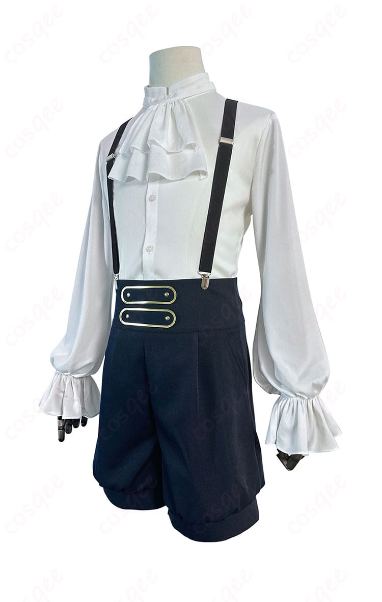 コスプレ衣装の左側のデザイン。衣装のシルエットと装飾が見えます。