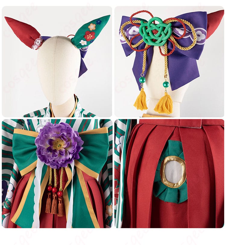 ウマ娘 プリティーダービー ナイスネイチャ コスプレ衣装 髪飾り、蝶結び、背面装飾の細部画像