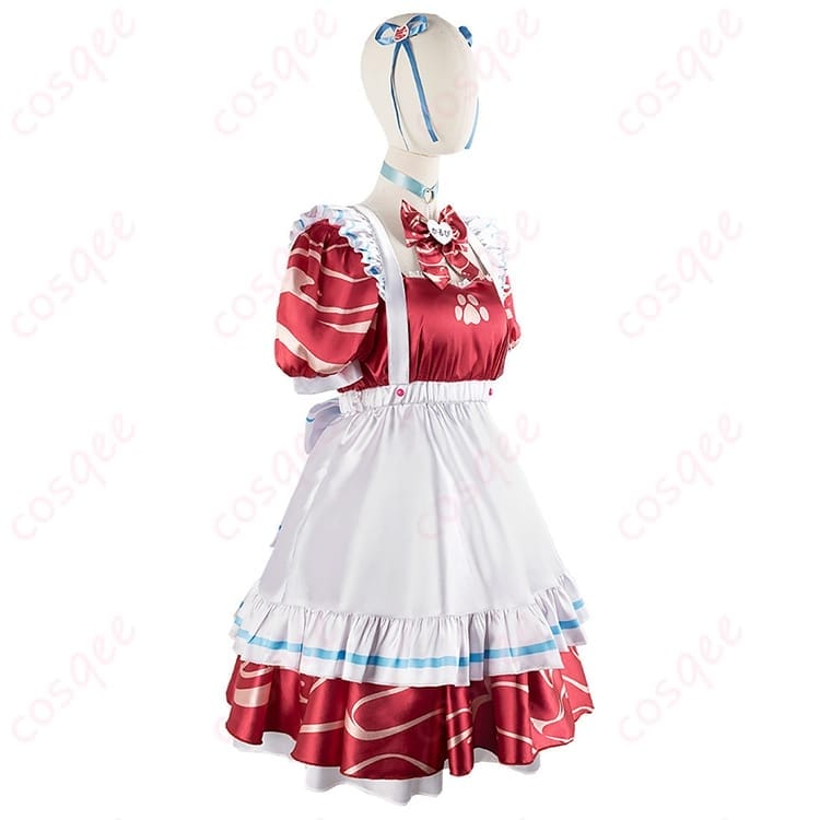 VTuber赤見かるび風メイド コスプレ衣装 可憐で写真映えする上品シルエット - 2枚目の画像