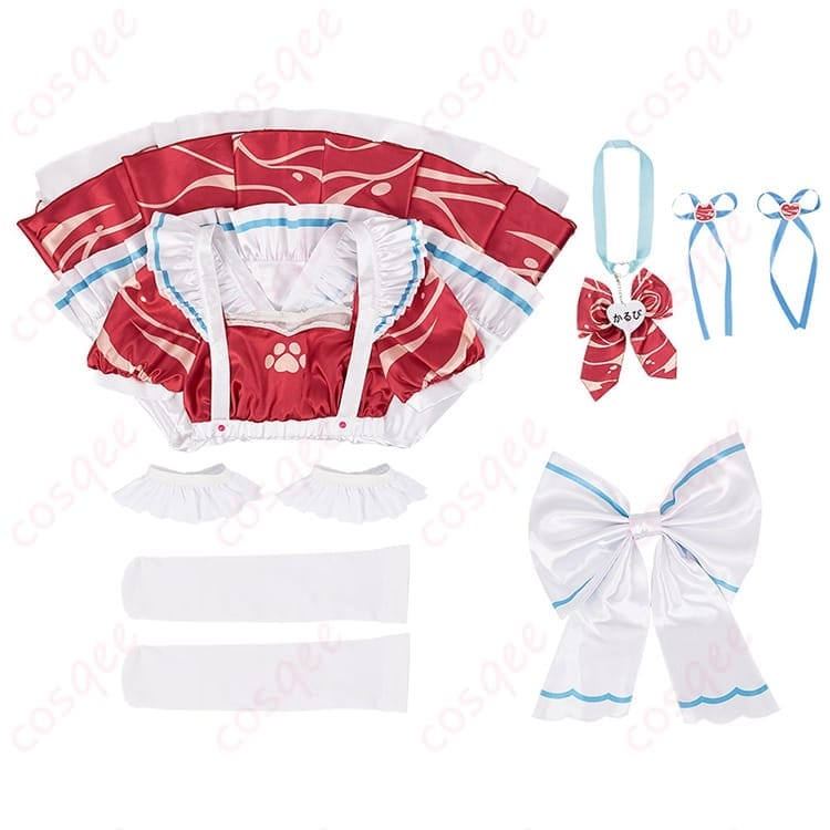 VTuber赤見かるび風メイド コスプレ衣装 可憐で写真映えする上品シルエット - 7枚目の画像