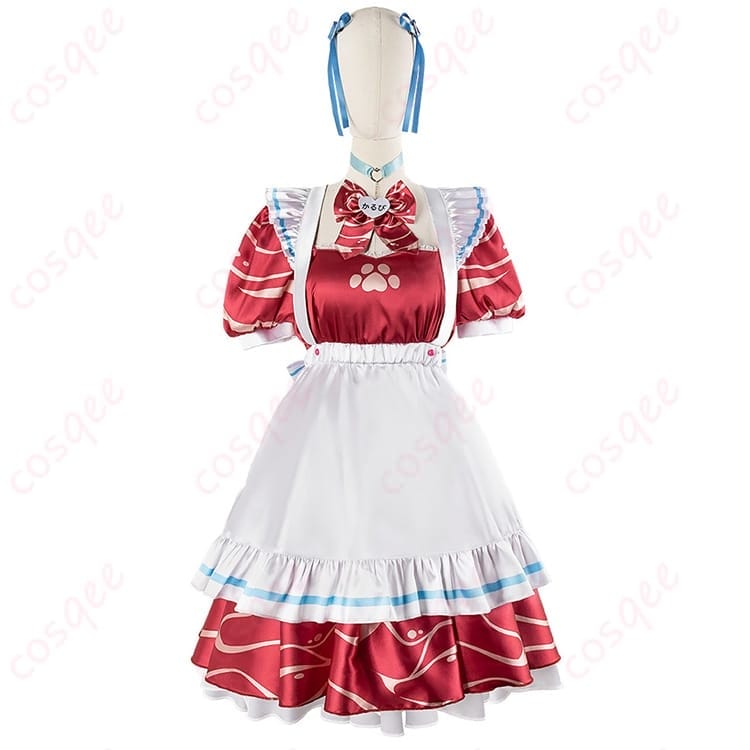 VTuber赤見かるび風メイド コスプレ衣装 可憐で写真映えする上品シルエット - 1枚目の画像