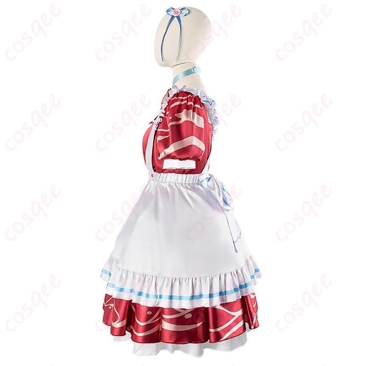 VTuber赤見かるび風メイド コスプレ衣装 可憐で写真映えする上品シルエット - 4枚目の画像