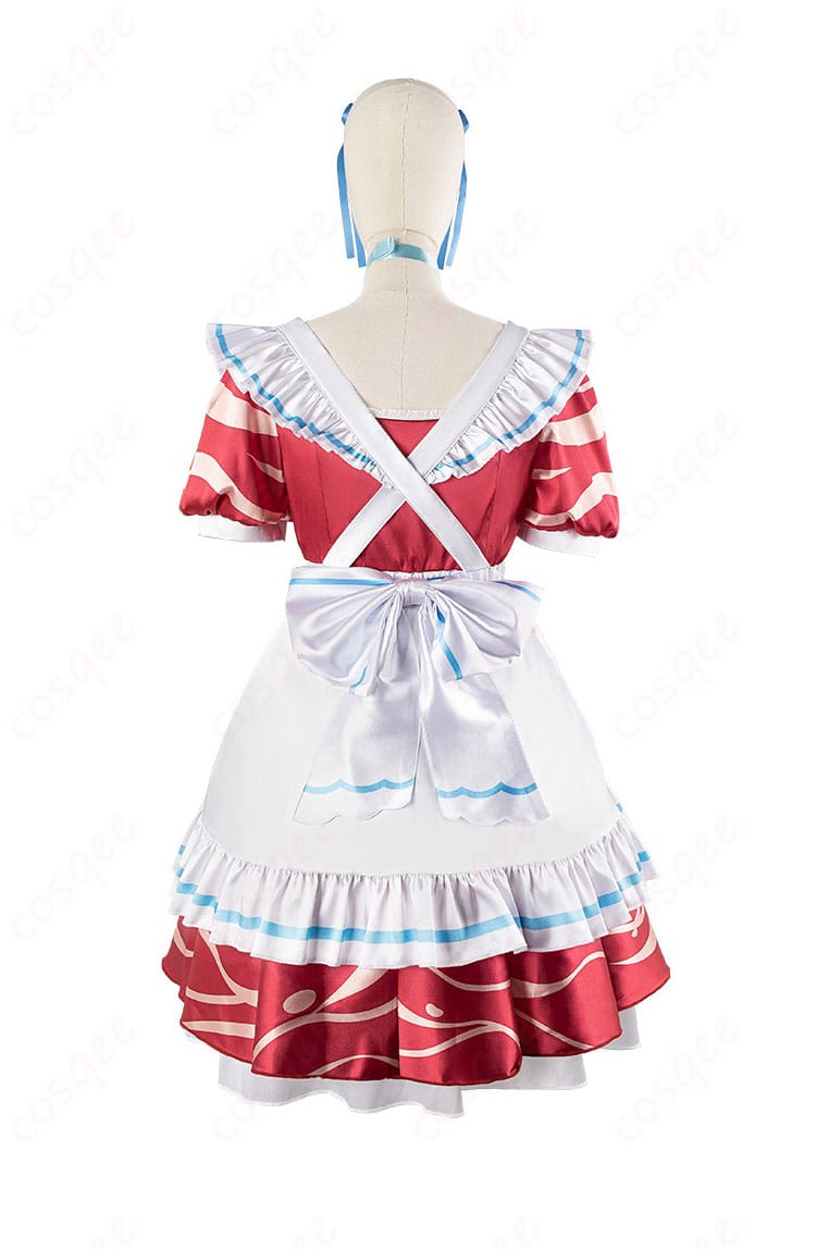 赤見かるび メイド服の背面全体図。背中のデザインが特徴的な衣装です。