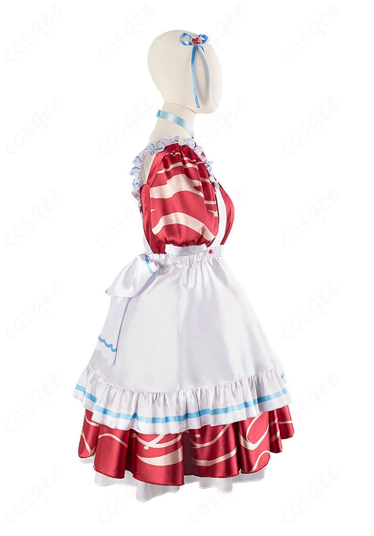 赤見かるび メイド服の右側の装飾ディテール。衣装の細かい刺繍や装飾が美しく再現されています。