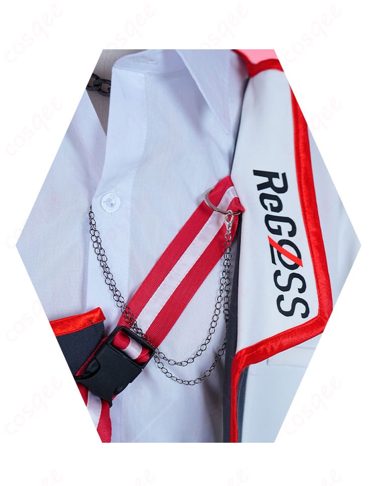 火威青 コスプレ衣装 胸元の装飾デザイン、精密な刺繍と質感を強調。