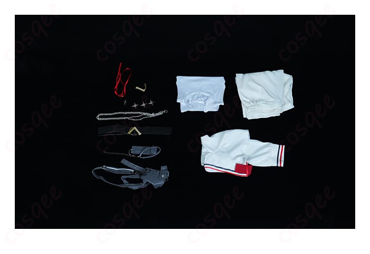 コスプレ衣装 セット内容画像 - 一条莉々華コスプレ衣装のセット内容。上着、インナー、アクセサリーが含まれます。