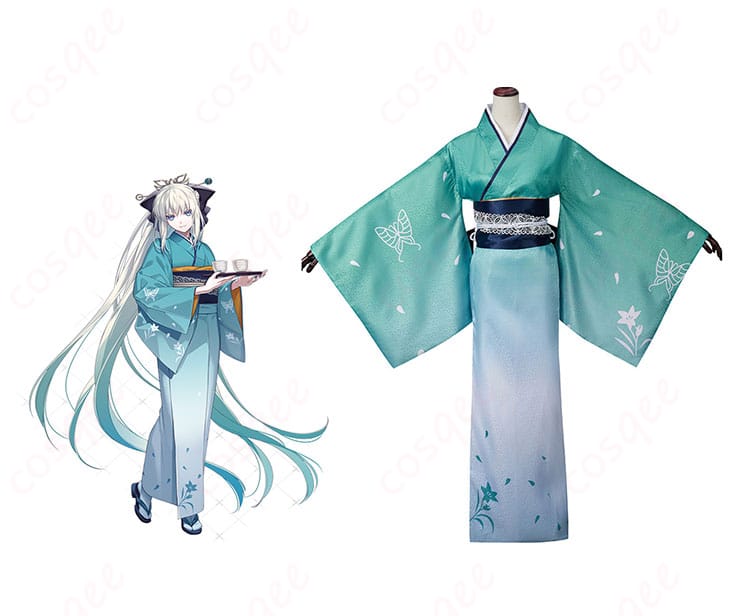 商品正面とモルガンのキャラクター画像|FGO モルガン コスプレ衣装のリアルな再現度をチェック!