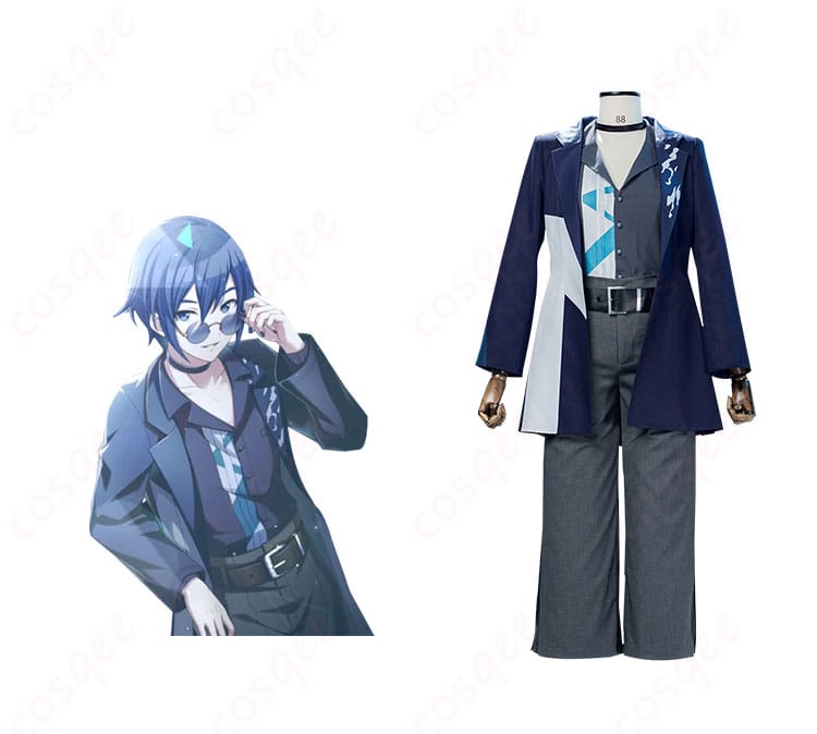 商品正面とキャラクターの融合イメージ、KAITOのコスプレ衣装「こだわりじゃない?」を実際に身に着けた姿。