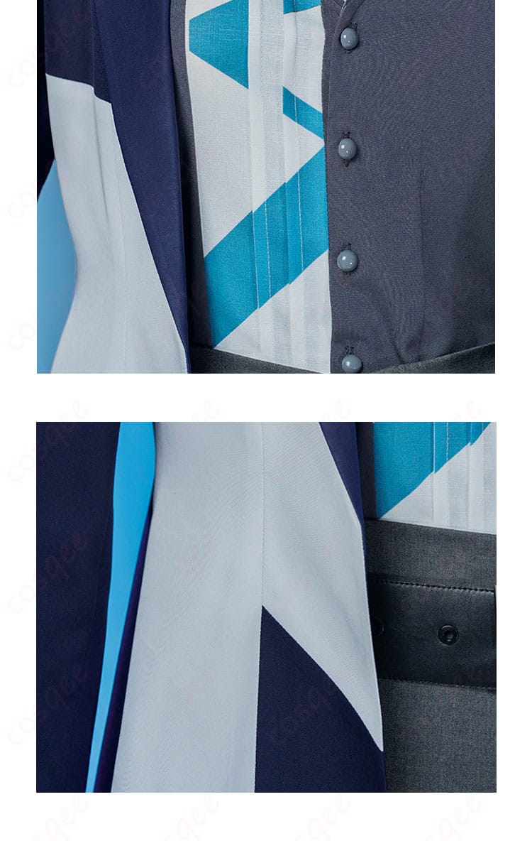 コスプレ衣装の門襟のボタン装飾と腰のディテール、完璧な仕上がりのディテール。