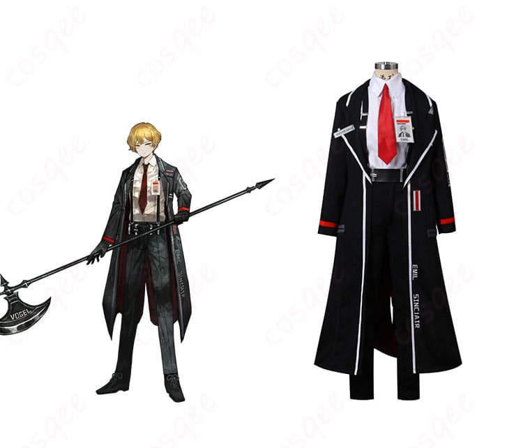 Limbus Company シンクレア コスプレ衣装 正面とキャラクターの合成画像、リアルな再現度の高いデザイン